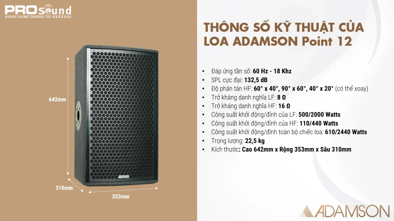 thông số kỹ thuật adamson point 12