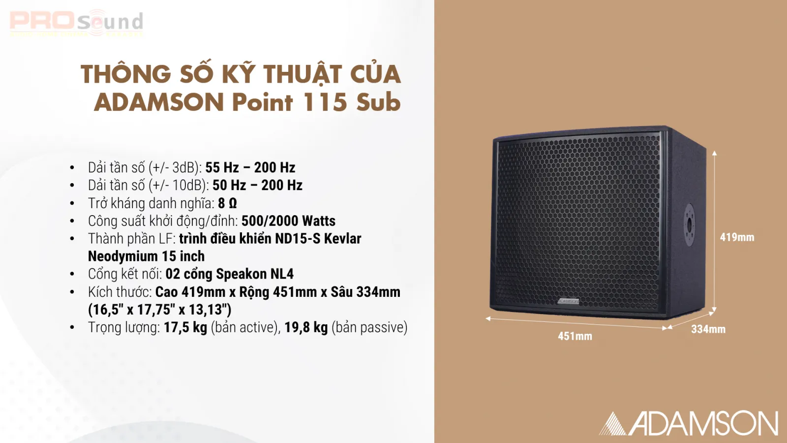 th&ocirc;ng số kỹ thuật sub adamson point 115