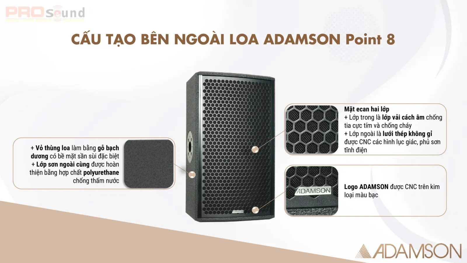 adamson point 8 cấu tạo bên ngoài