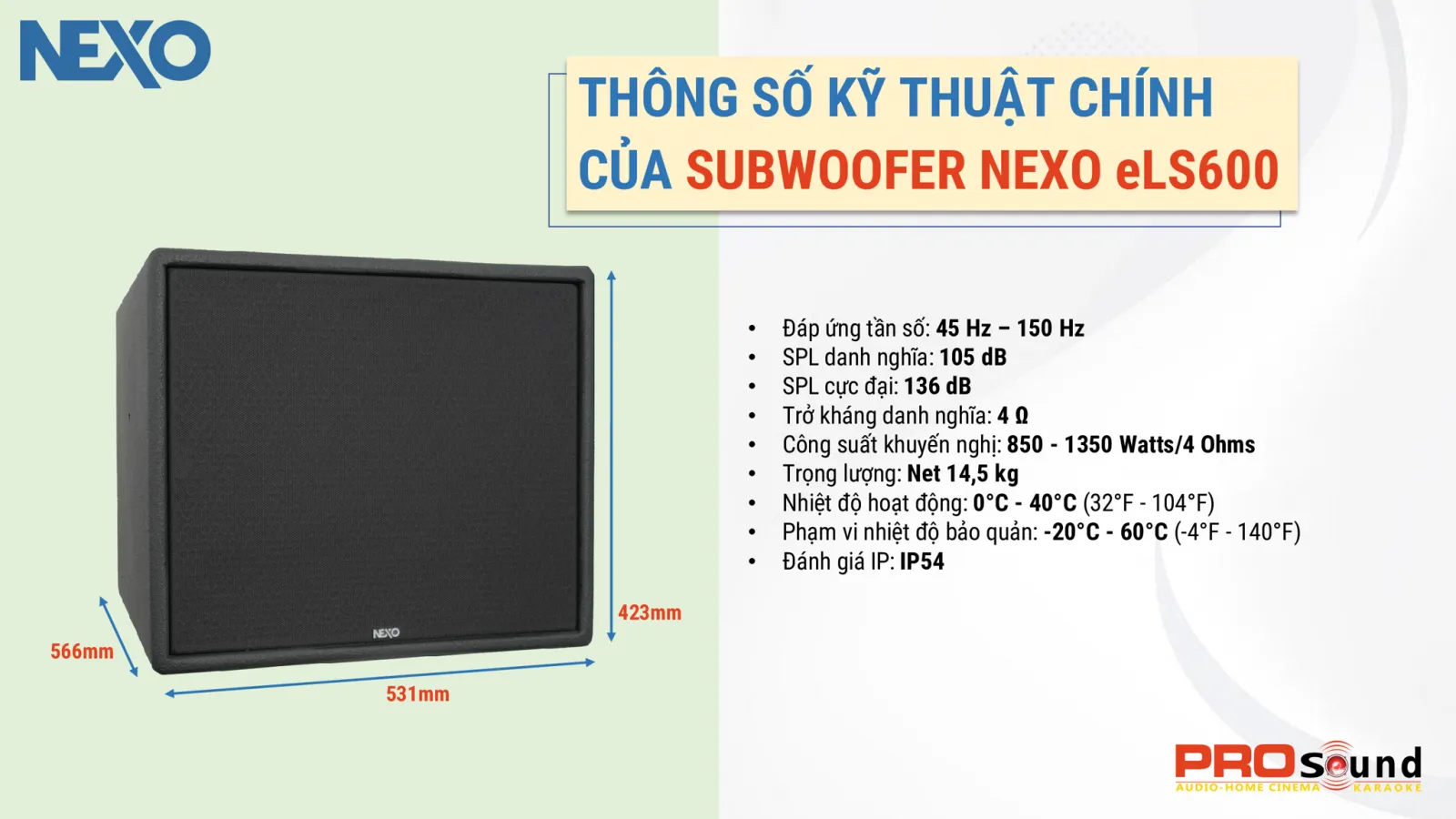 thông số kỹ thuật nexo els600