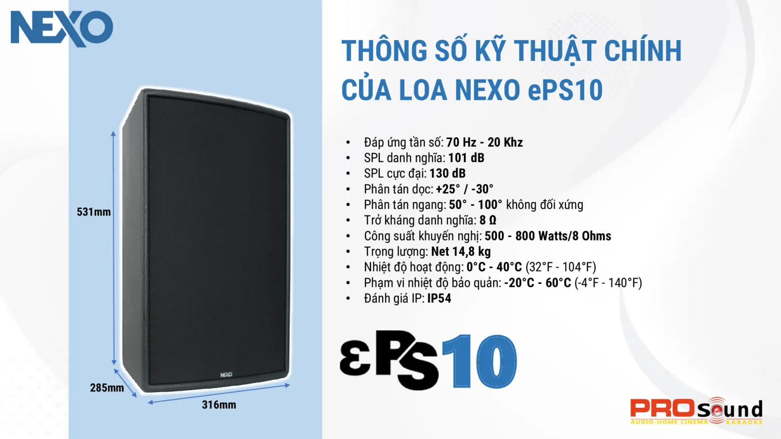 thông số kỹ thuật loa NEXO ePS10