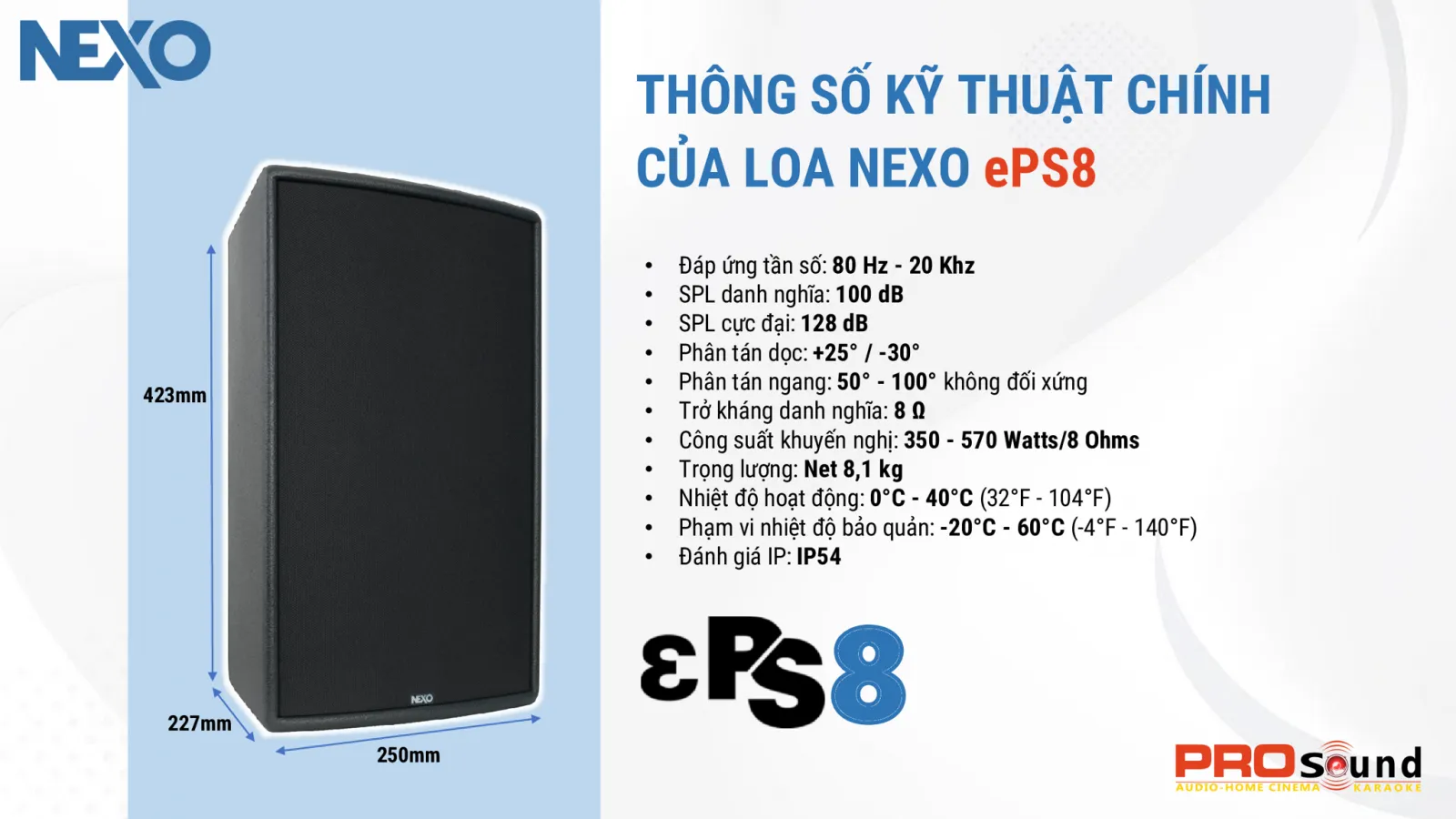 thông số kỹ thuật của nexo eps8
