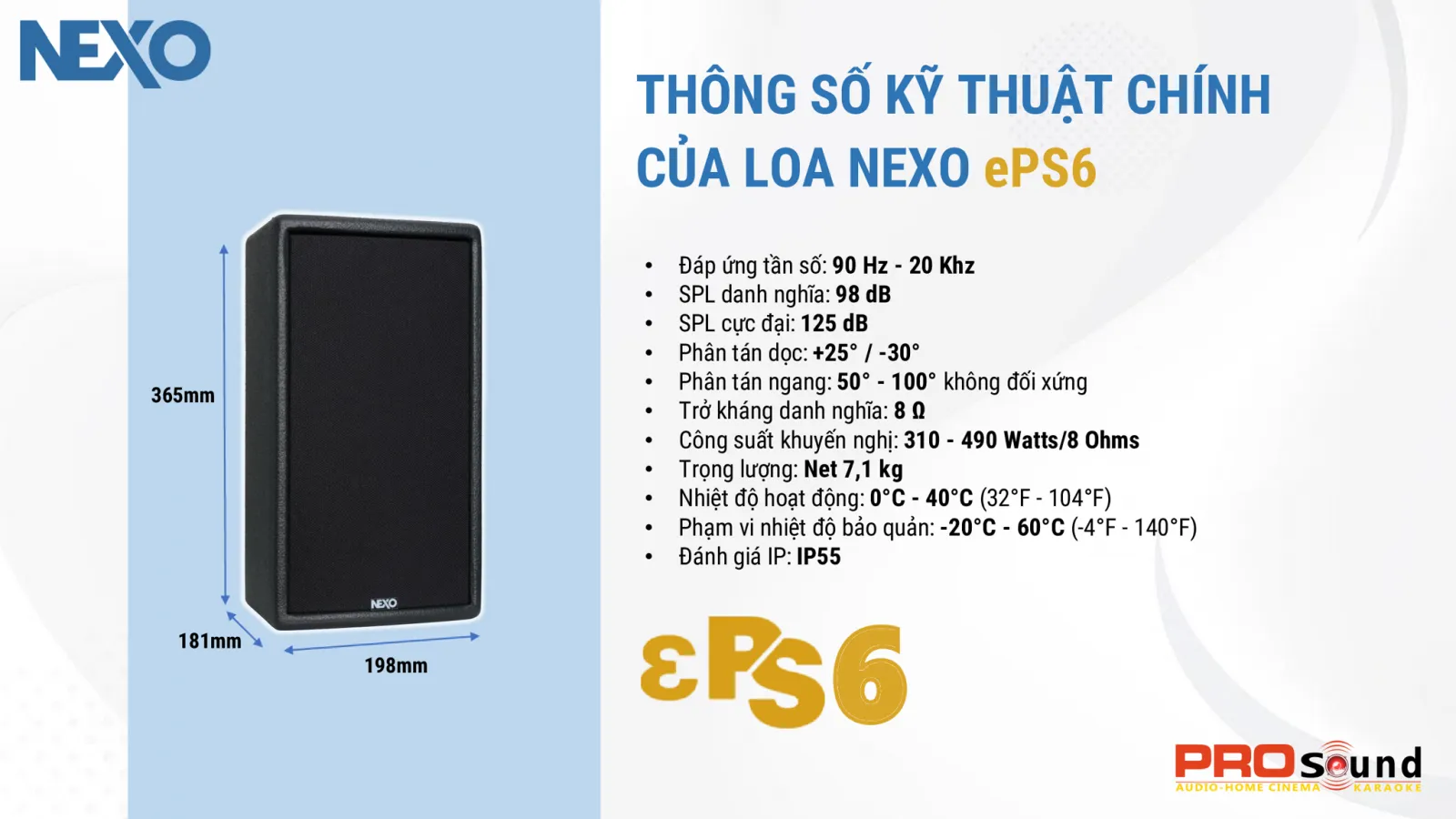 thông số kỹ thuật loa nexo eps6