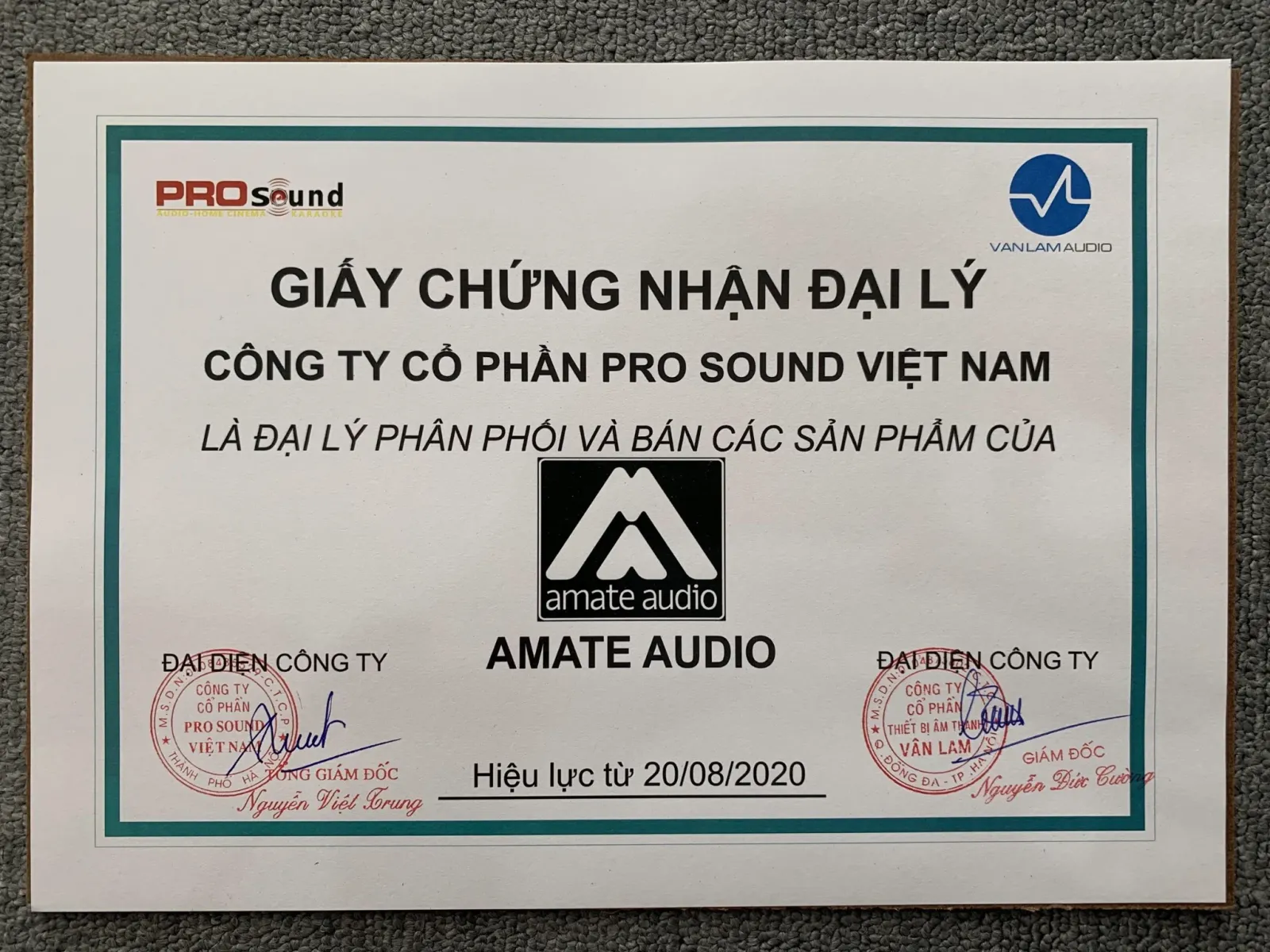 giấy chứng nhận đại lý